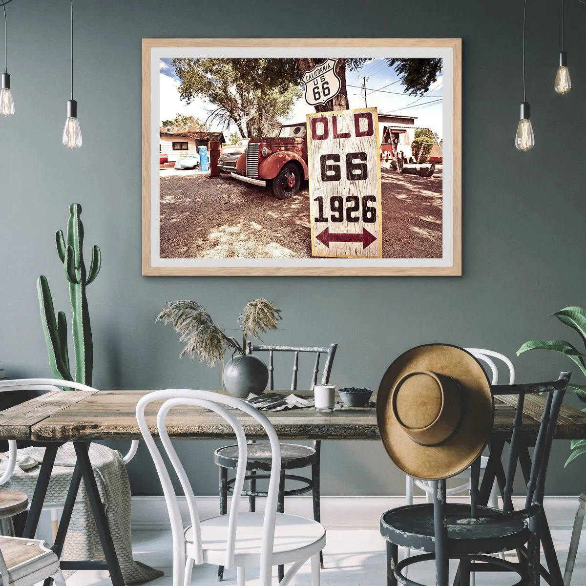 Plakat i ramme af lyst egetræ - En legende om det amerikanske landskab - 91x61 cm