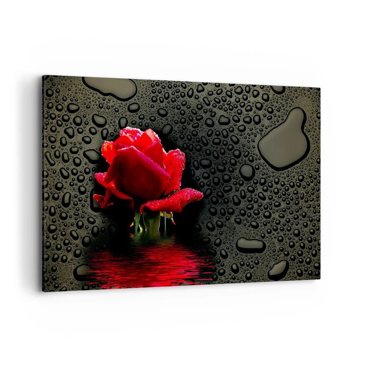 Lærredstryk - Billede på lærred - Rød og sort - 120x80 cm