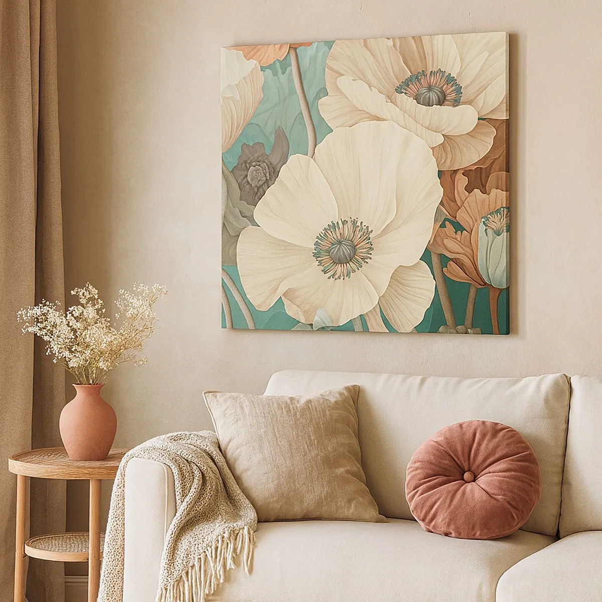 Lærredstryk - Billede på lærred - Valmuernes hvisken - 30x30 cm