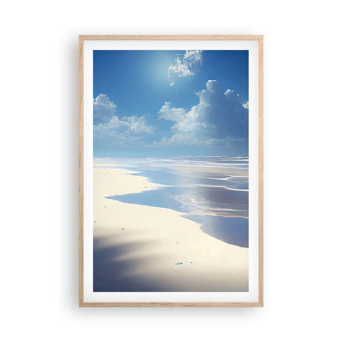 Plakat i ramme af lyst egetræ - Ferie i paradis - 61x91 cm