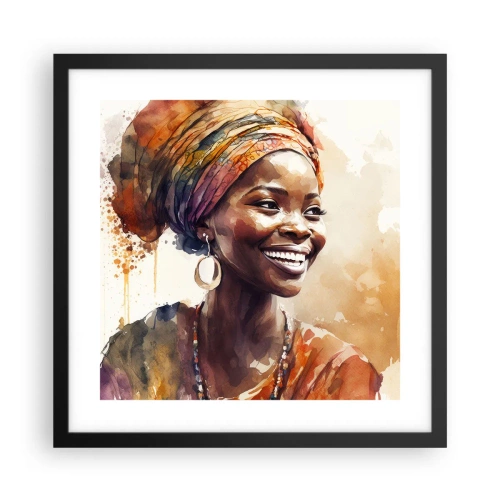 Plakat i sort ramme - Afrikansk dronning - 40x40 cm