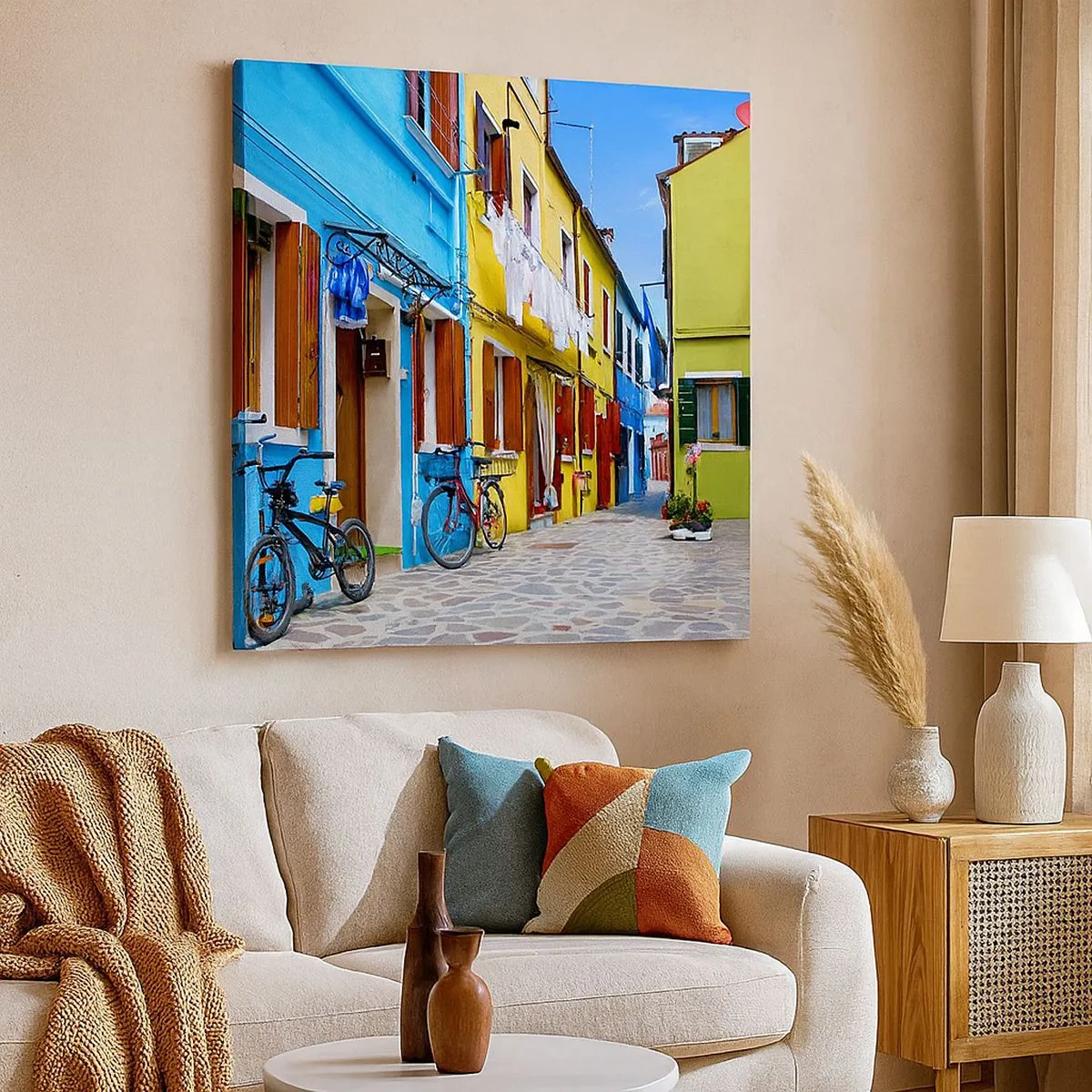 Lærredstryk - Billede på lærred - Pastel, sød gyde - 30x30 cm