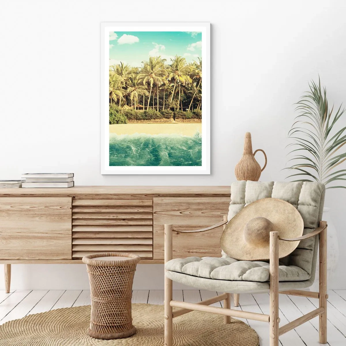 Plakat i hvid ramme - Hvad med her? - 70x100 cm