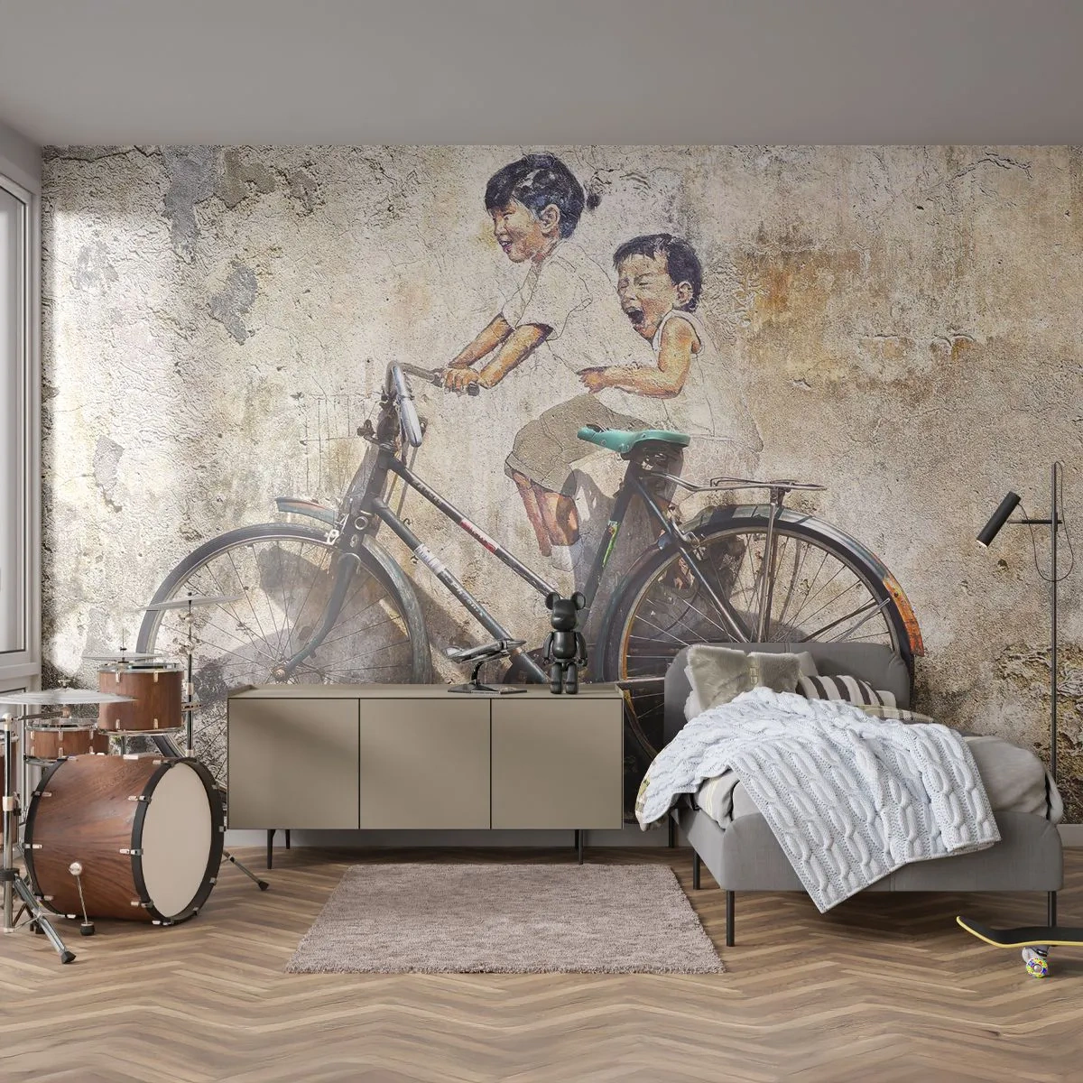 Fototapet Premium Sand - Sandt eller falsk? - Abstraktion, Vægmaleri, Cykel - 100x70 cm