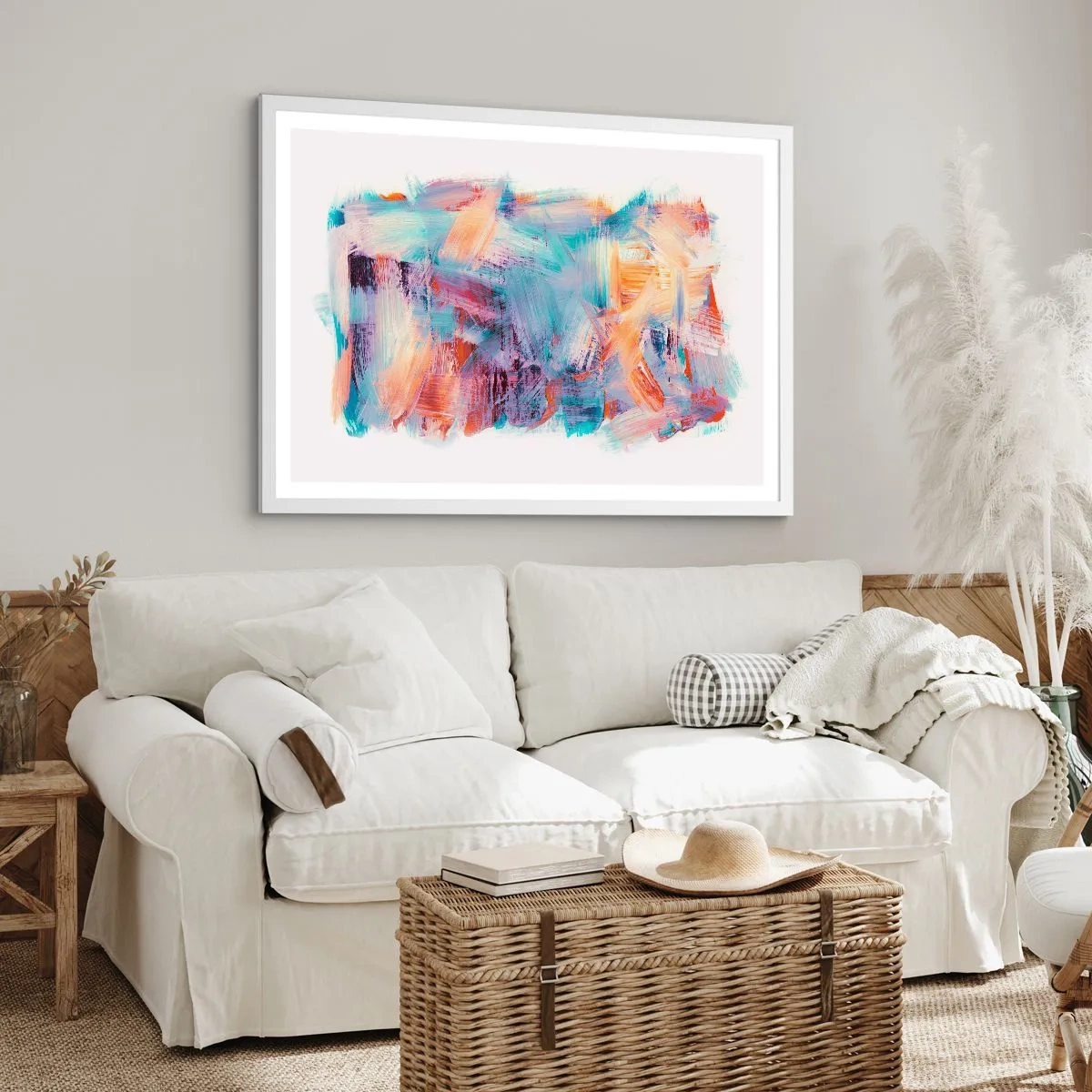 Plakat i hvid ramme - Farverigt rod - 100x70 cm