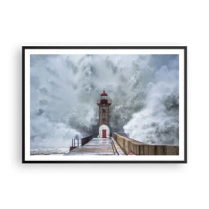 Plakat i sort ramme - Vandets brusen, vindens susen, lyden af vinden - 100x70 cm