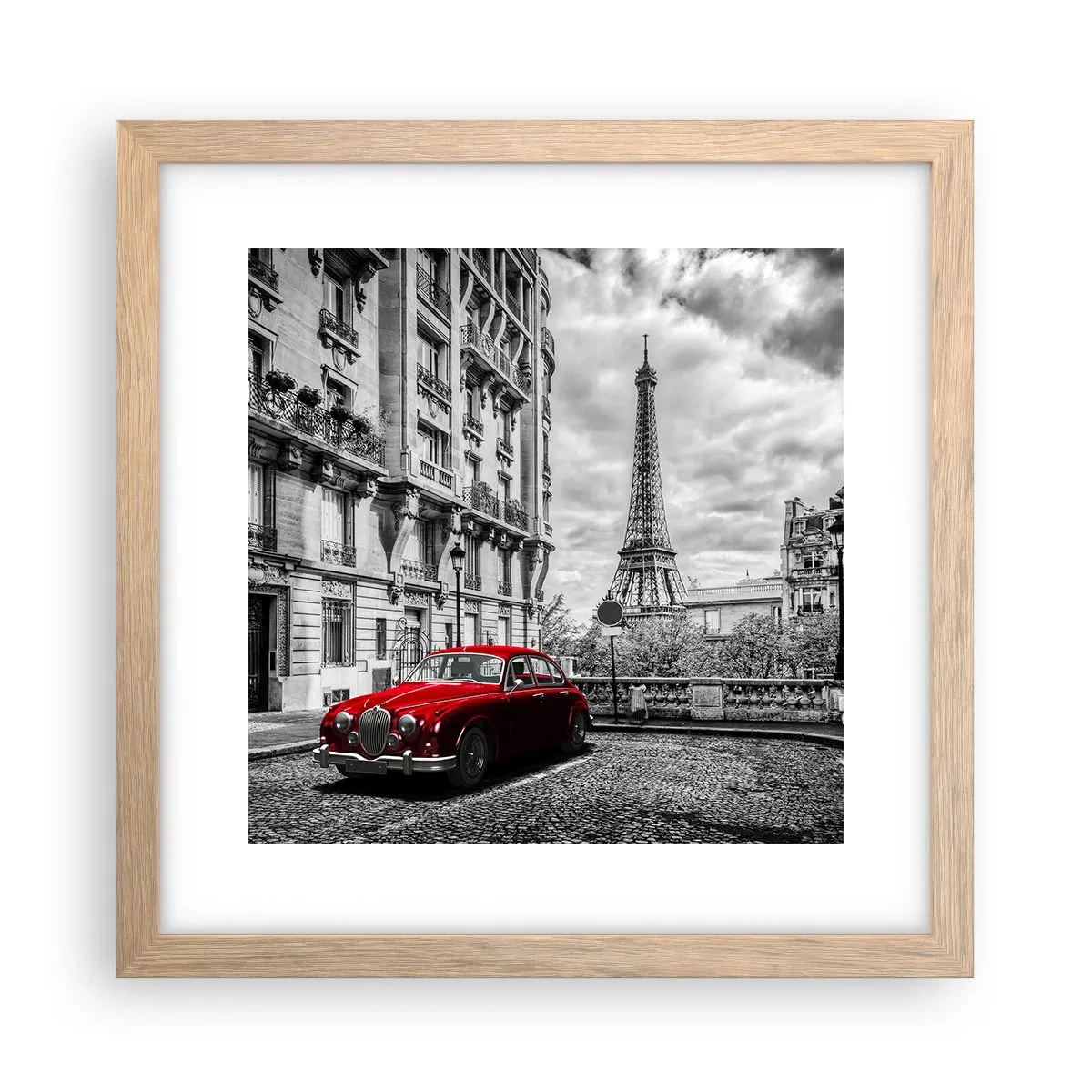 Plakat i ramme af lyst egetræ - Rovdyr i byen - 30x30 cm