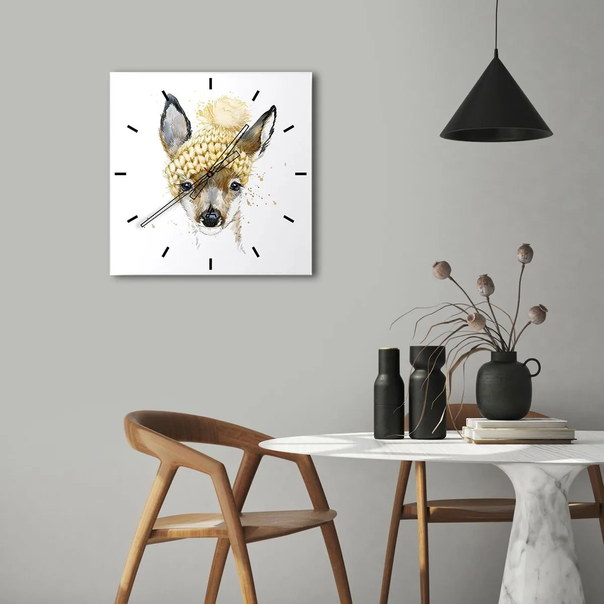 Vægur, Uret - Til vinter i en sneklædt skov - 30x30 cm