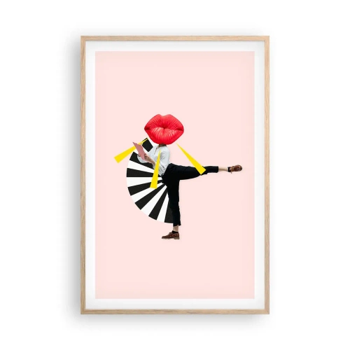 Plakat i ramme af lyst egetræ - Surrealistisk popkunst - 61x91 cm