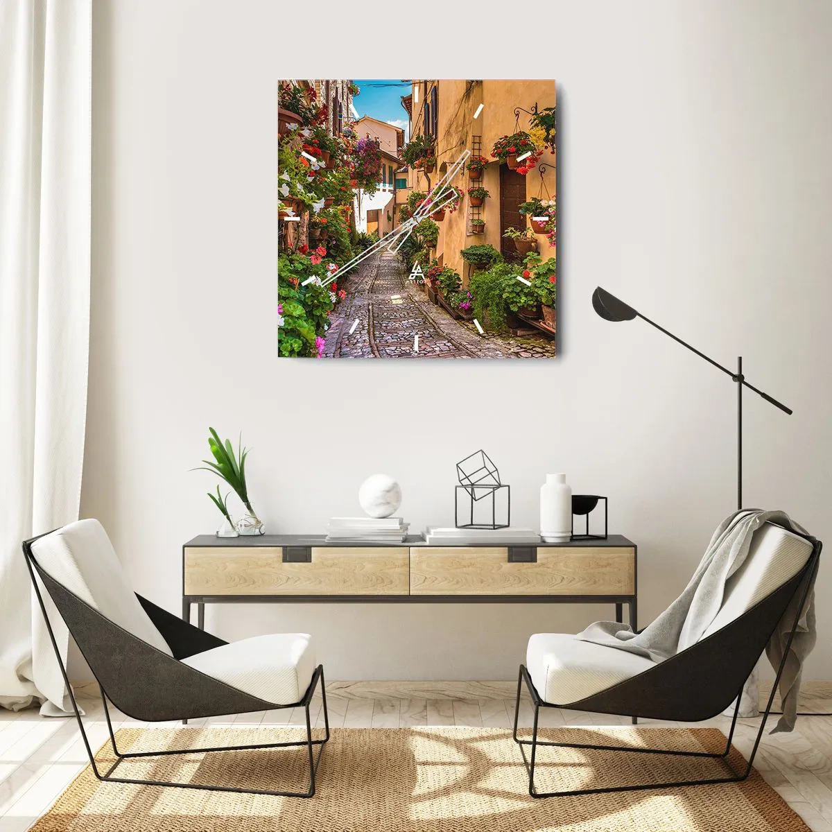 Vægur, Uret - Italiensk gyde - 40x40 cm