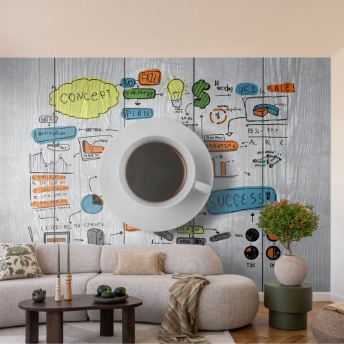 Fototapet Premium Canvas - Tid til en pause - Grafik, Kaffe, Espresso - 350x256 cm