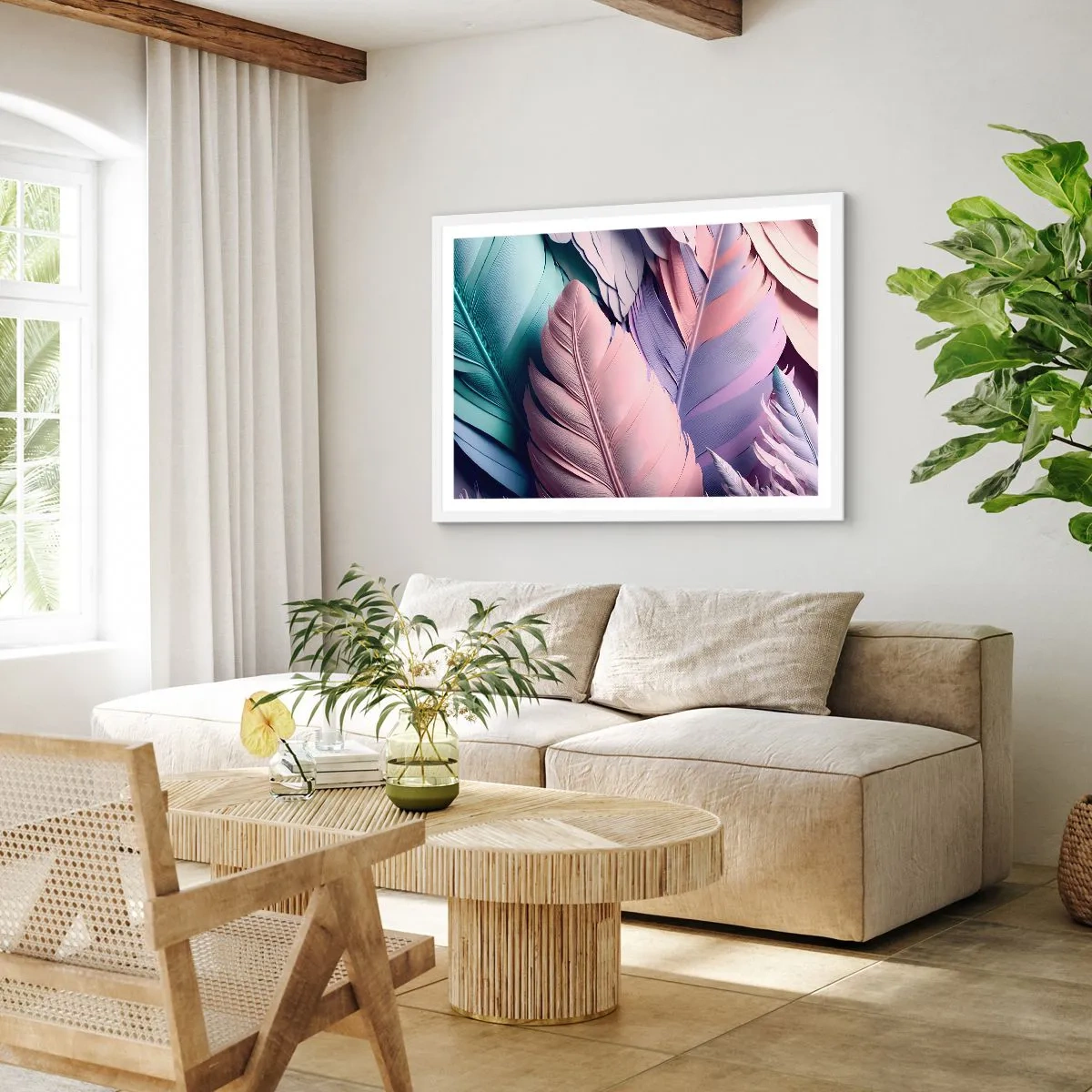 Plakat i hvid ramme - Chik fugl - 100x70 cm