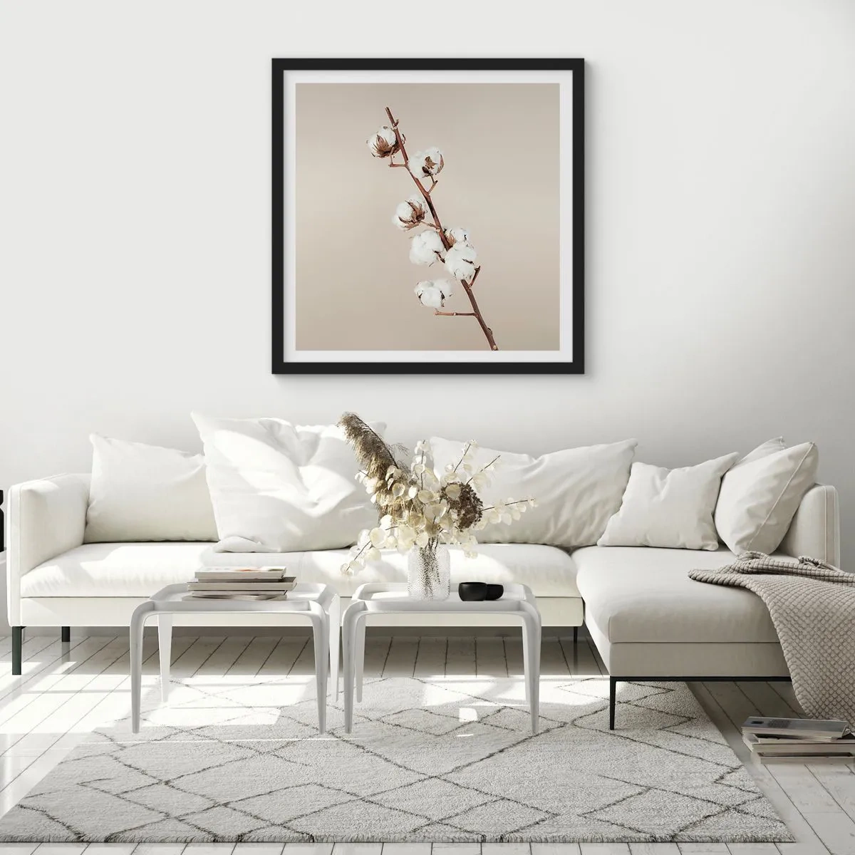 Plakat i sort ramme - Ved kilden til blødhed - 50x50 cm