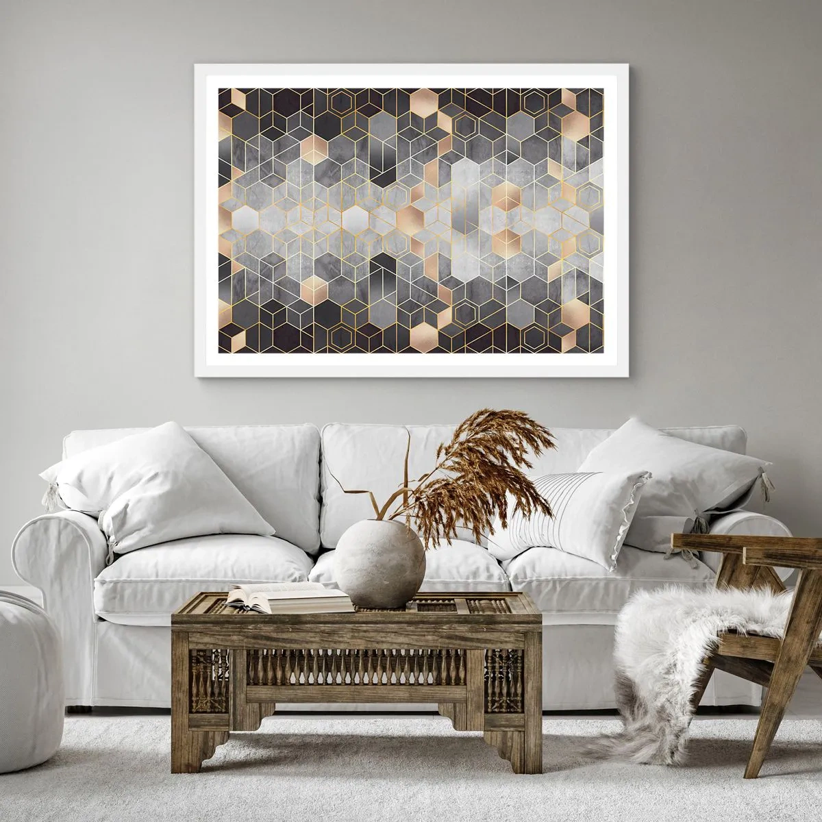 Plakat i hvid ramme - Sammensætning af diamanter - 50x50 cm