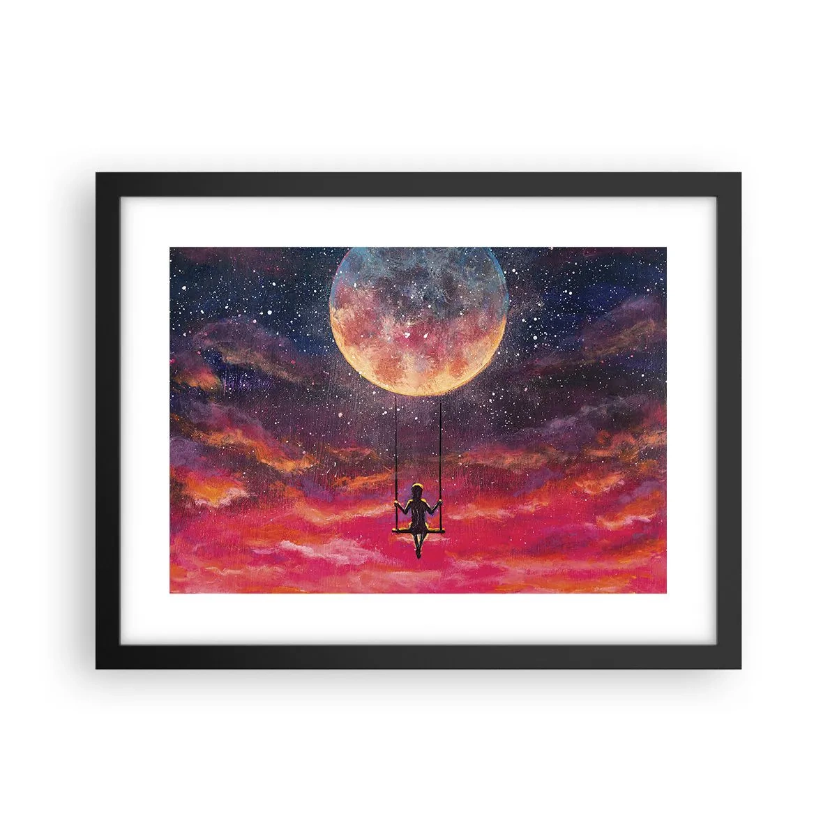 Plakat i sort ramme - Glæd dig i skyerne - 40x30 cm