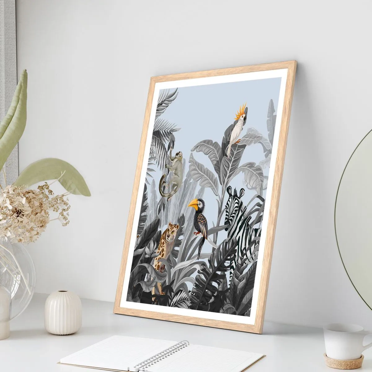 Plakat i ramme af lyst egetræ - En afrikansk fabel - 50x70 cm