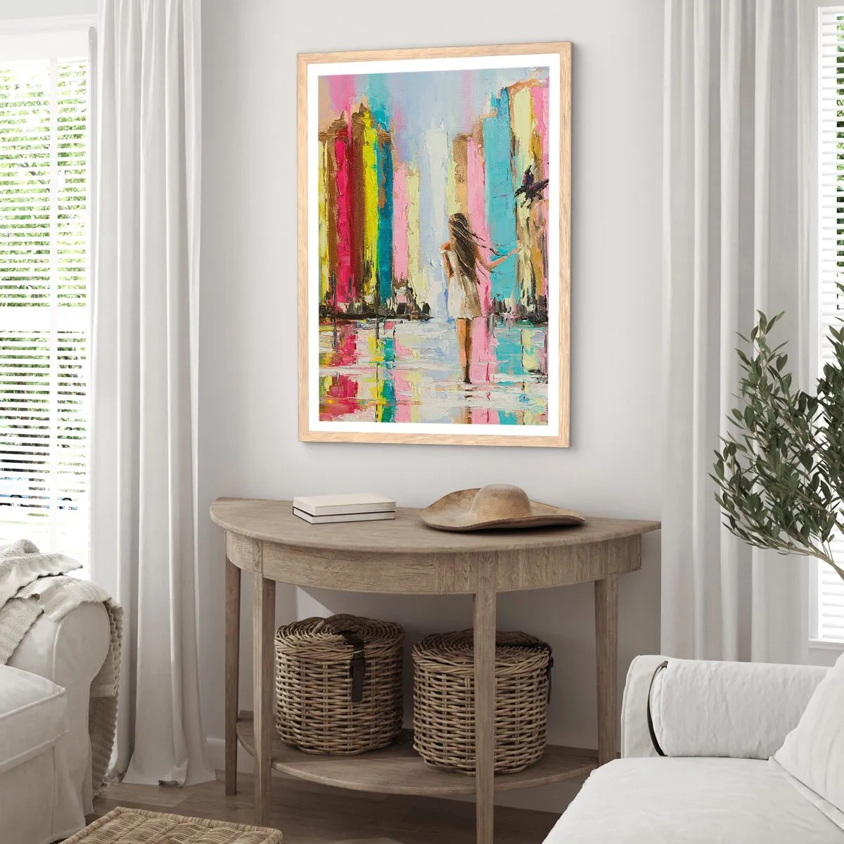 Plakat i ramme af lyst egetræ - Følg mig - 30x40 cm