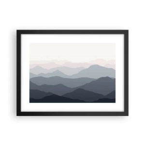 Plakat i sort ramme - Bølger af bjerge - 40x30 cm