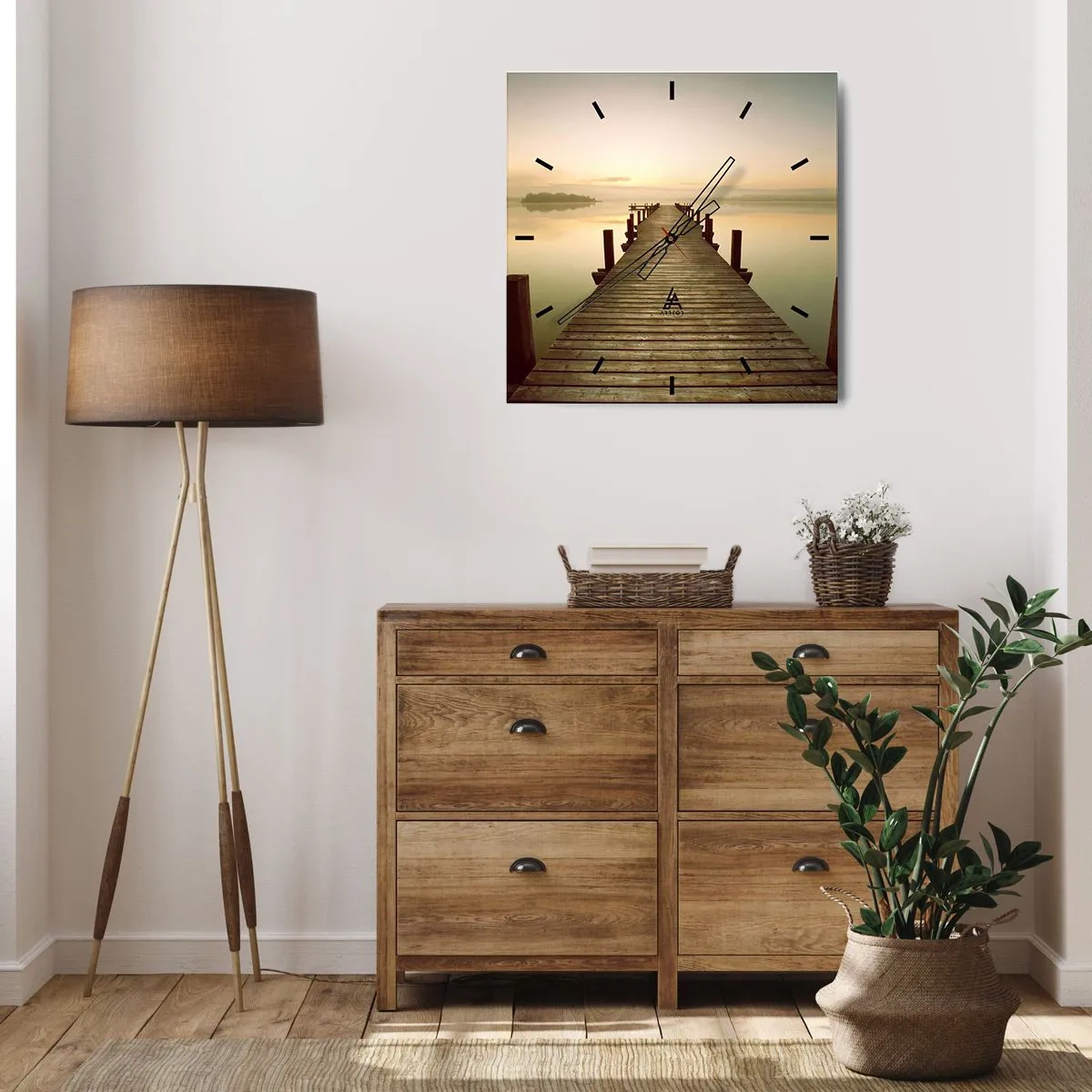 Vægur, Uret - Før daggry, daggry, lys - 40x40 cm