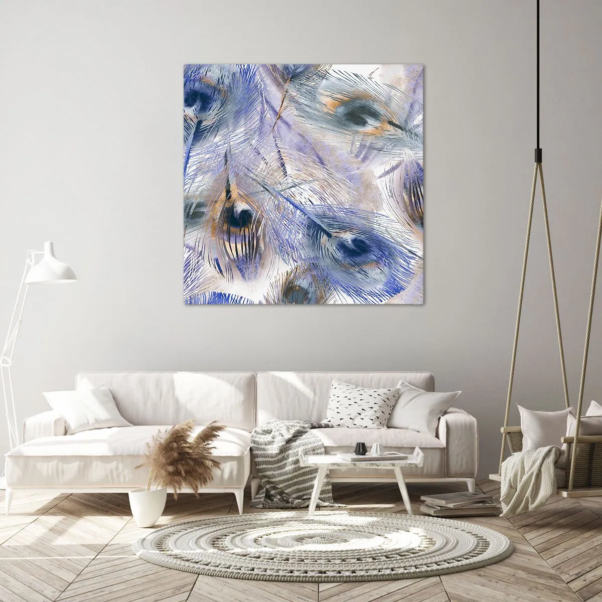 Lærredstryk - Billede på lærred - Påfugl sammensætning - 50x50 cm