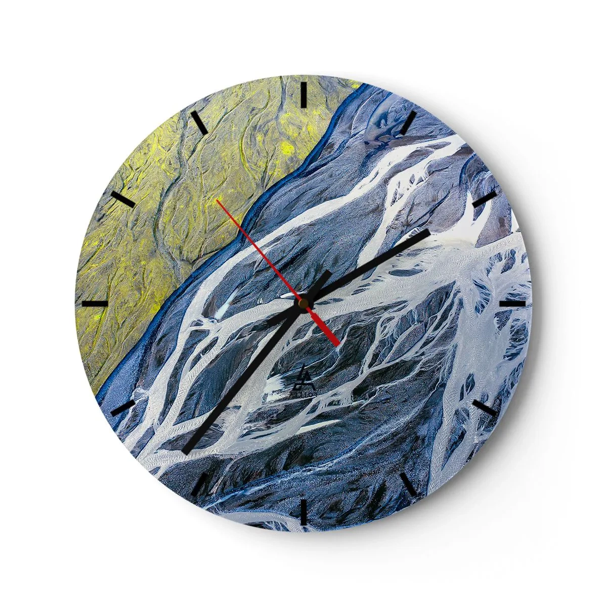 Vægur, Uret - Abstrakt luftfotografering af floder og sedimenter - 30x30cm - Naturens hulemalerier - Moderne vægdekoration til stue, køkken og soveværelse ARTTOR