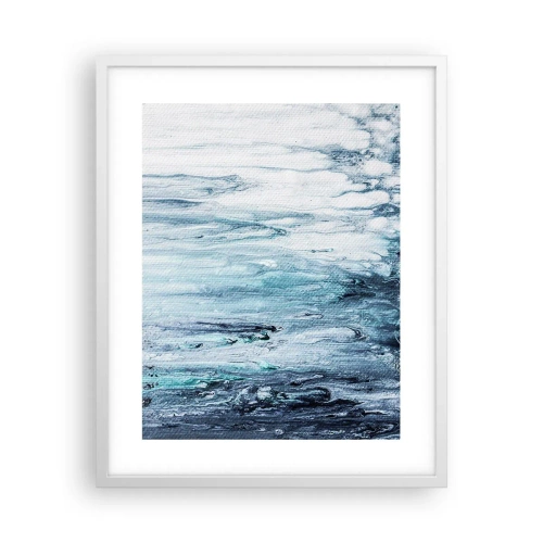Plakat i hvid ramme - Blå istapper - 40x50 cm