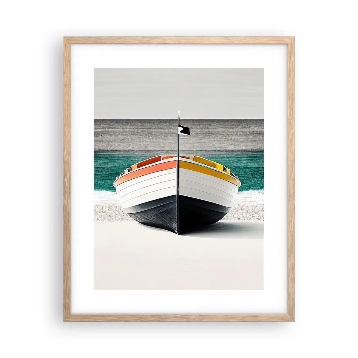 Plakat i ramme af lyst egetræ - På sin plads - 40x50 cm