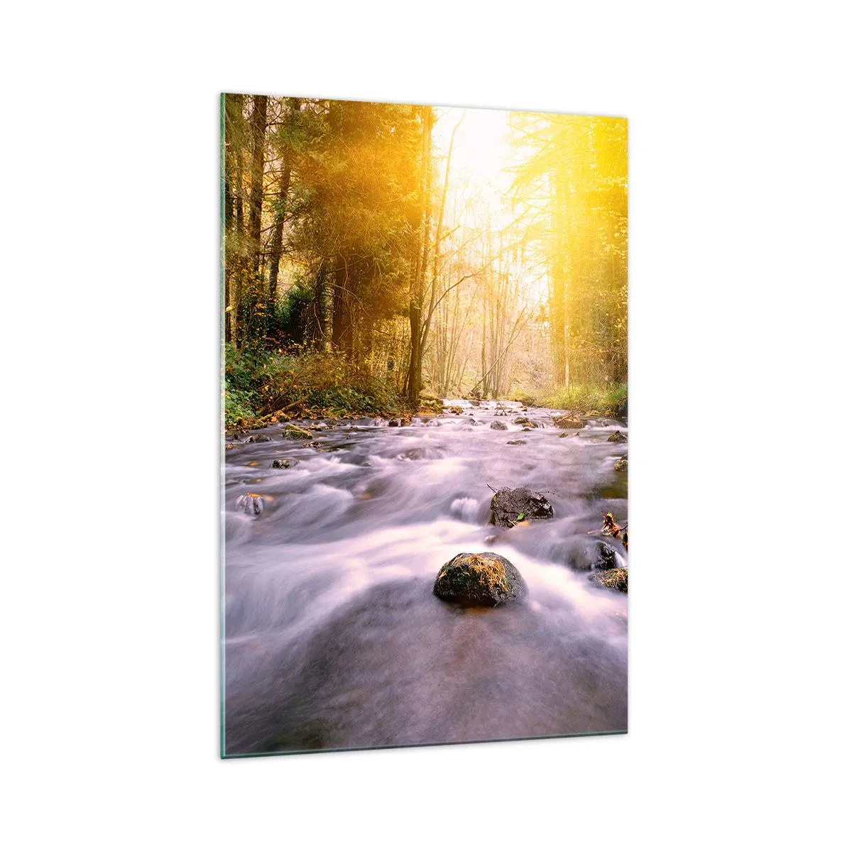 Billede på glas - Malachit i sølv- og guldfatning - 70x100 cm