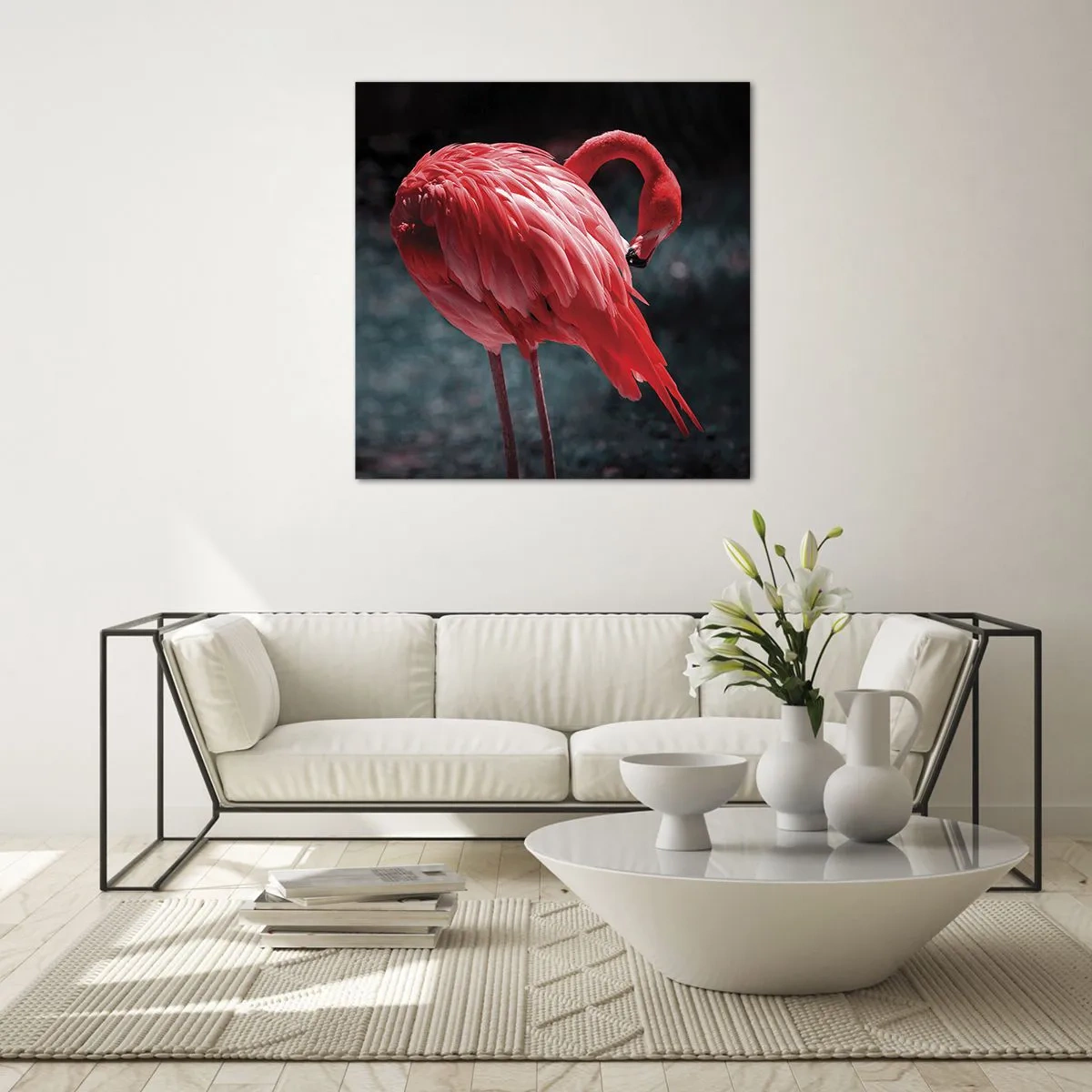 Billede på glas - Et karmosinrødt naturdigt - 30x30 cm