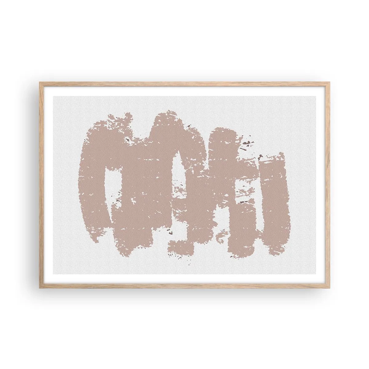 Plakat i ramme af lyst egetræ - Abstraktion i sart rosa - 100x70 cm