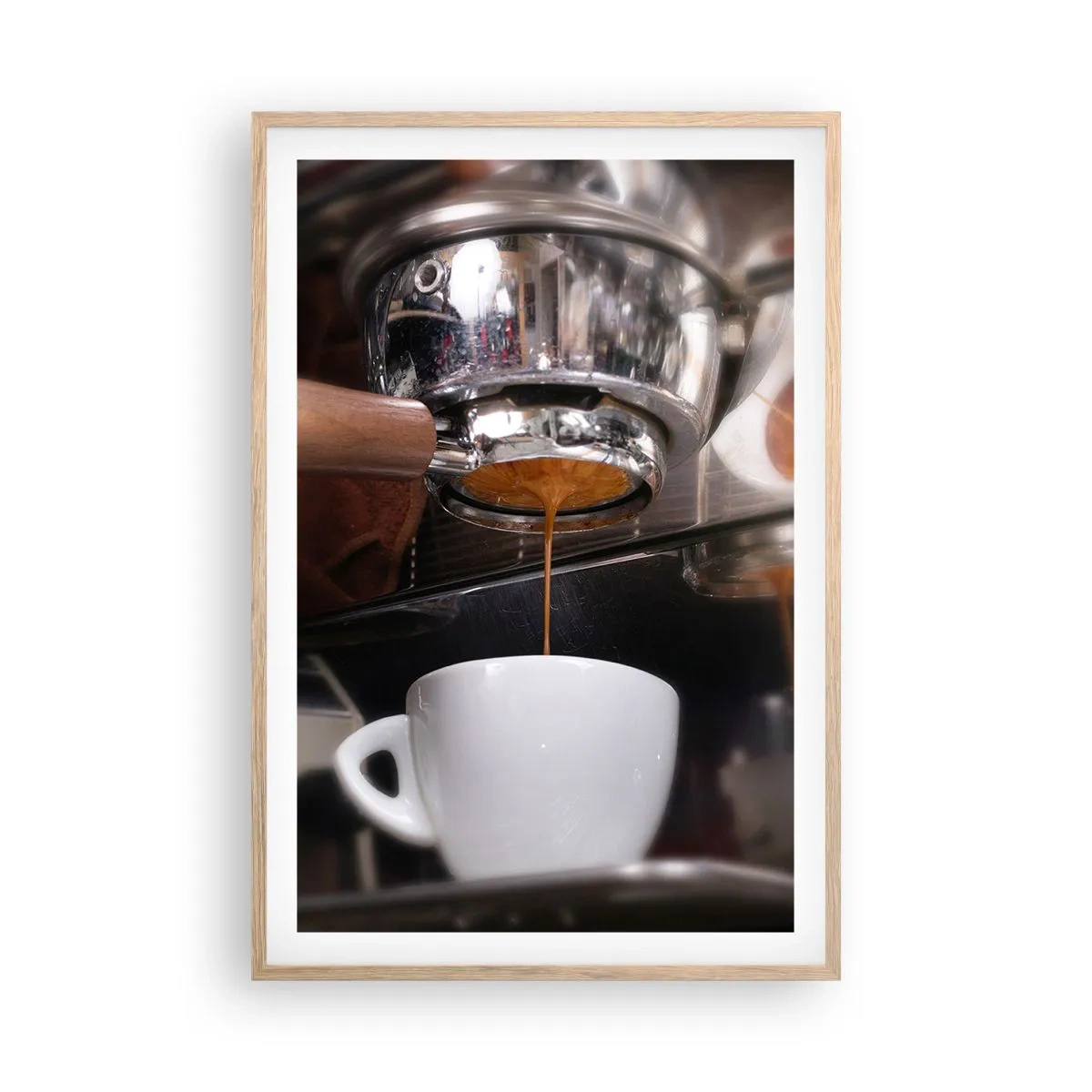 Plakat i ramme af lyst egetræ - Et godt øjeblik på dagen - 61x91 cm