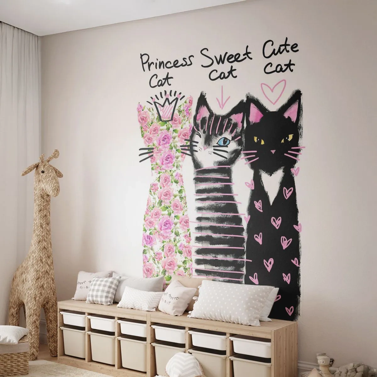 Fototapet Standard Eco - Der var tre katte - For børn, Kat, Dyr - 200x140 cm