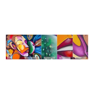 Prøve Fototapet Premium Canvas - Berør med farve - Abstraktion, Kvinde, Kubisme - 100x30 cm