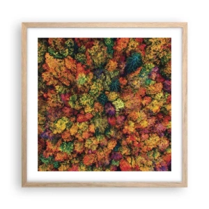 Plakat i ramme af lyst egetræ - Buket af efterårstræer - 50x50 cm