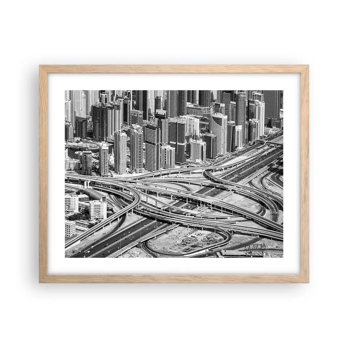 Plakat i ramme af lyst egetræ - Dubai - den umulige by - 50x40 cm