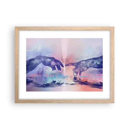 Plakat i ramme af lyst egetræ - Den guddommelige gnist af liv - 40x30 cm