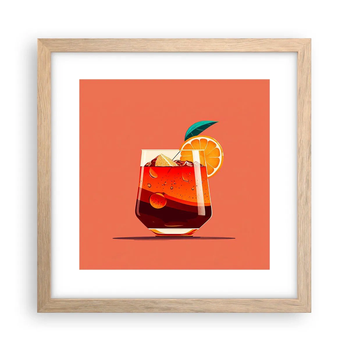 Plakat i ramme af lyst egetræ - Sommerens forfriskning - 30x30 cm