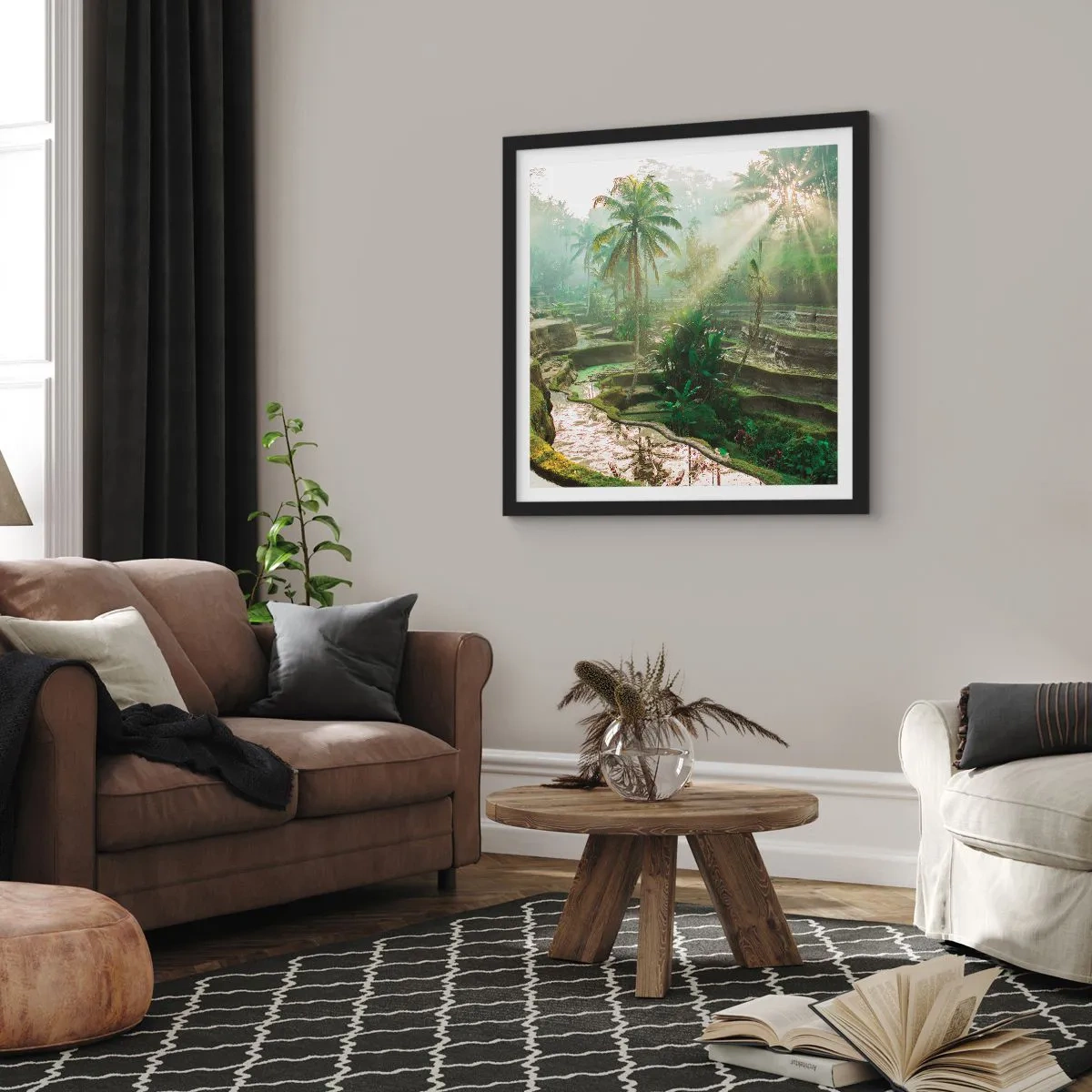 Plakat i sort ramme - Voksende op i solen - 30x30 cm