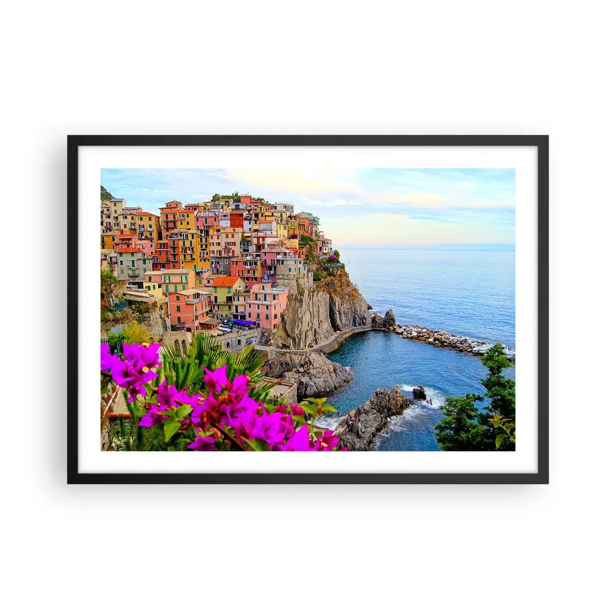 Plakat i sort ramme - En grinende by - 70x50 cm