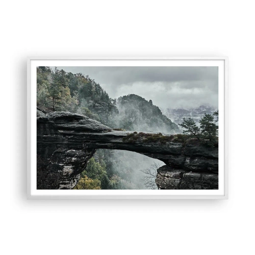 Plakat i hvid ramme - Eventyret er ved at begynde - 100x70 cm