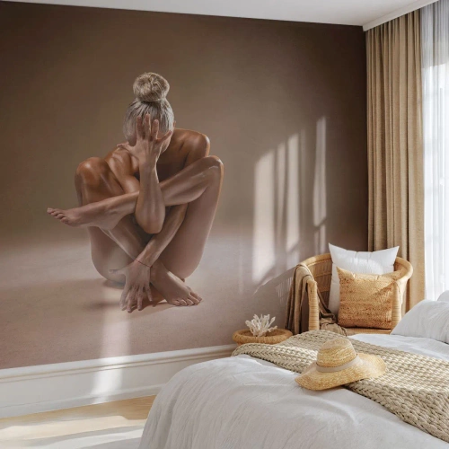 Fototapet Premium Sand - Enhed mellem krop og ånd - Legeme, Kvinde, Model - 500x350 cm