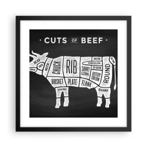 Plakat i sort ramme - Slagterens grundbog - 40x40 cm