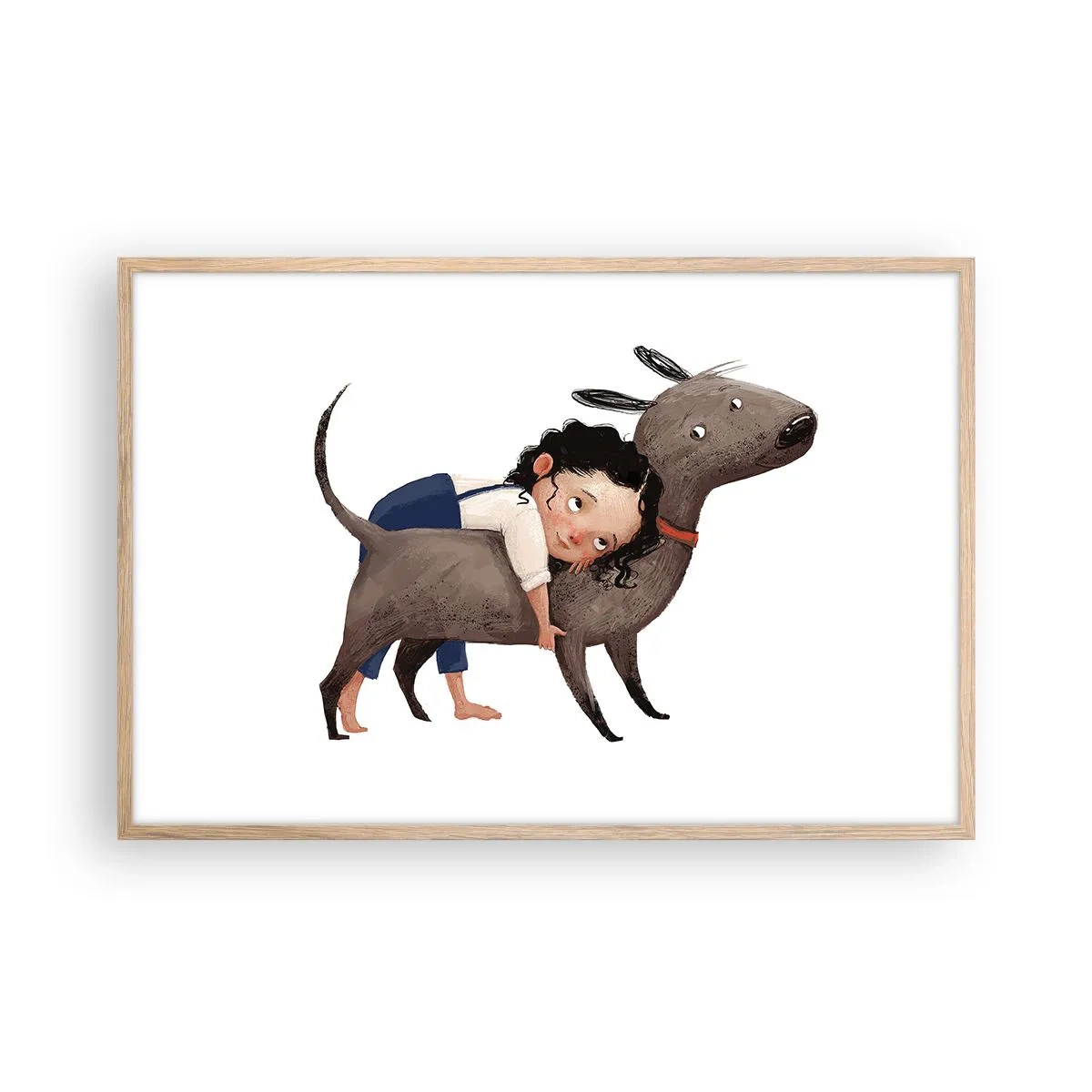 Plakat i ramme af lyst egetræ - Bedste venner - 91x61 cm