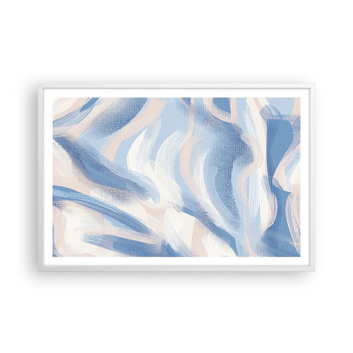 Plakat i hvid ramme - Blå krusninger - 91x61 cm