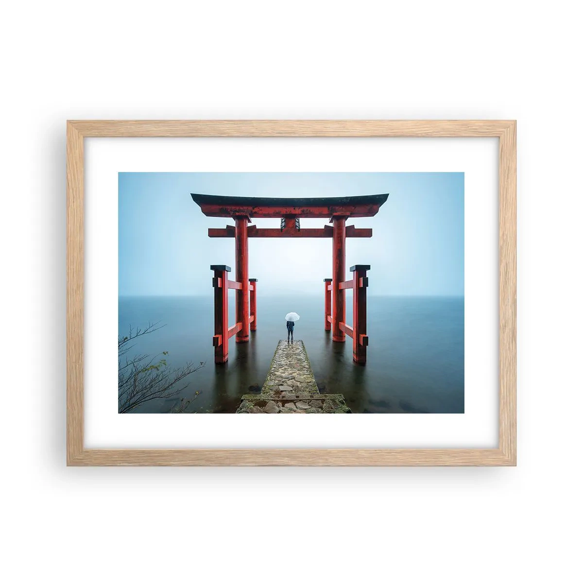 Plakat i ramme af lyst egetræ - Japansk drømmeri - 40x30 cm