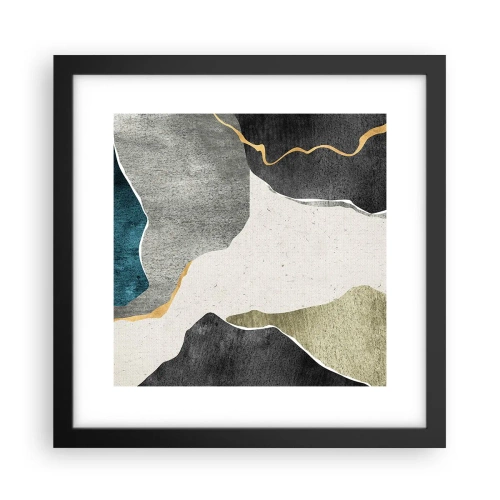 Plakat i sort ramme - Mosaikkomposition med en streng af guld - 30x30 cm