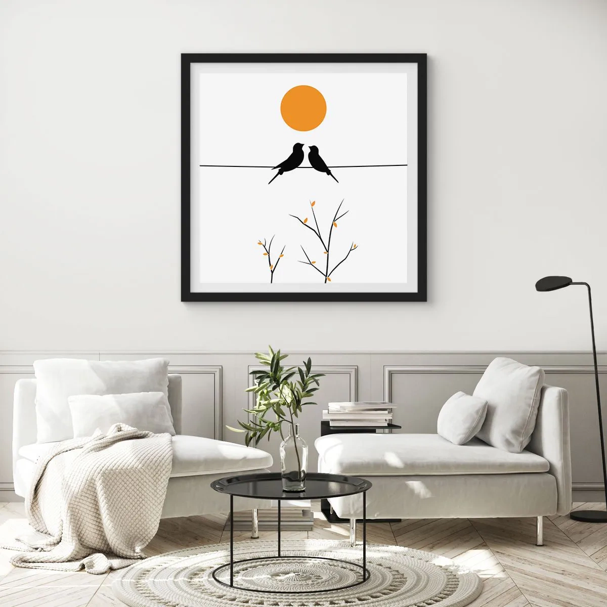 Plakat i sort ramme - Nattergal - 40x40 cm