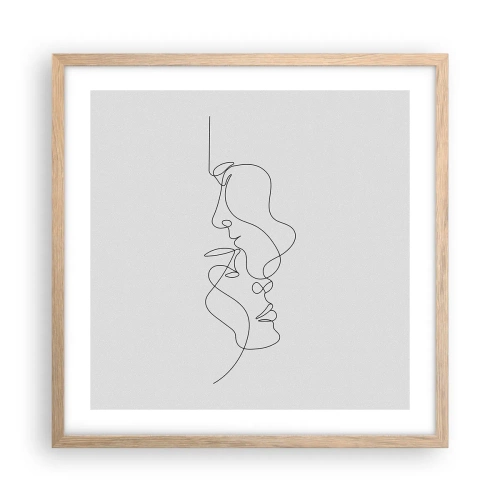 Plakat i ramme af lyst egetræ - Gløderne af glubende begær - 50x50 cm