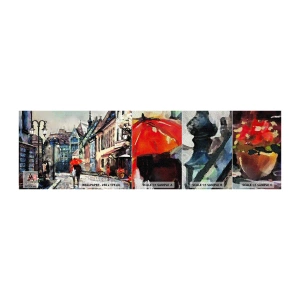 Prøve Fototapet Premium Sand - Regn til to - By, Arkitektur, Gammel by - 100x30 cm