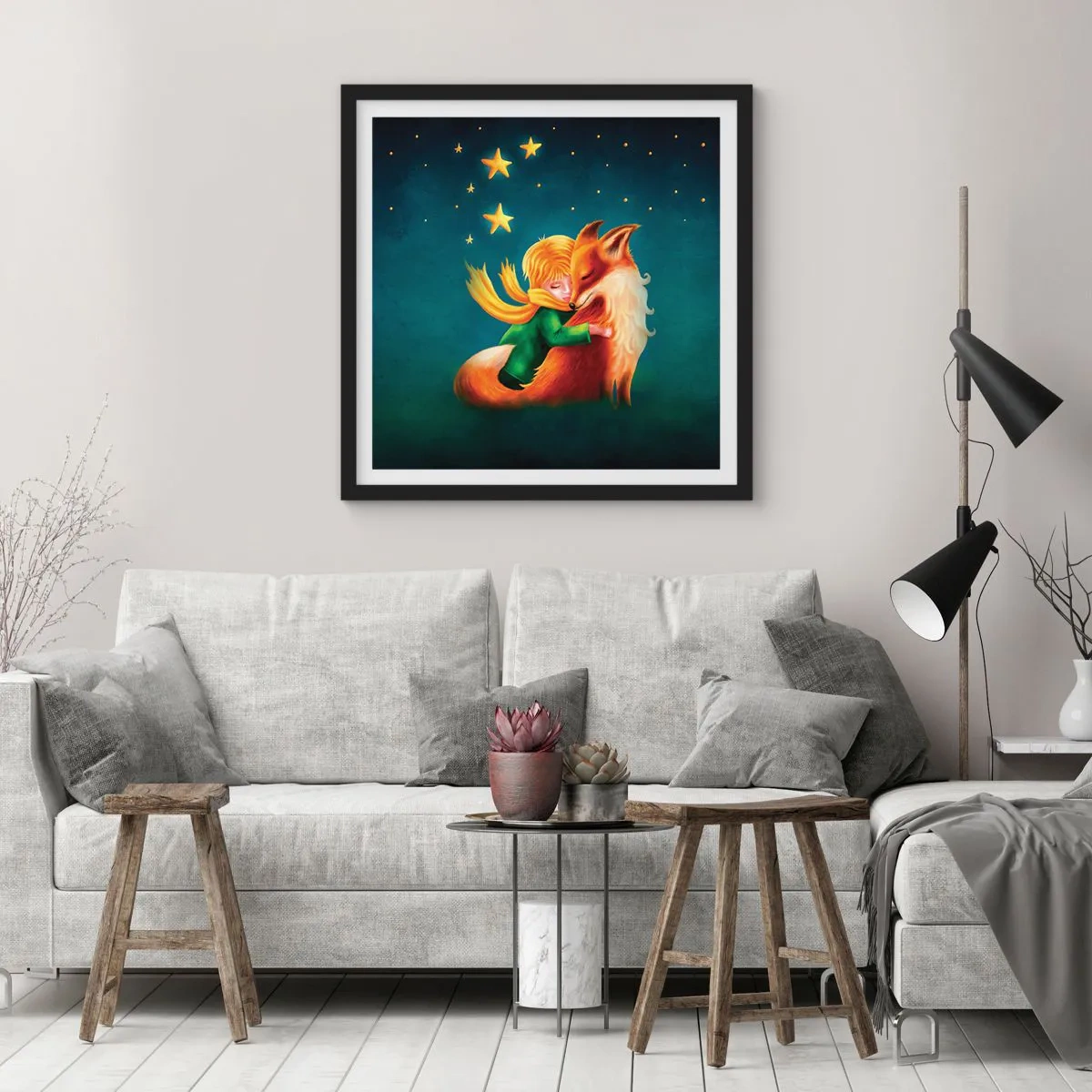Plakat i sort ramme - Lille Prins - 60x60 cm
